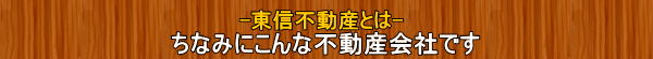 - 東信不動産とは - ちなみにこんな不動産会社です。